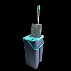 ชุดทำความสะอาดบ้านแบบมืออาชีพพร้อมถังม็อบในตัวแบนแบบไม่ใช้มือทำความสะอาดได้แผ่นไมโครไฟเบอร์เสาเหล็ก - Product Image 3