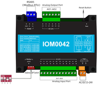 Módulo IO Modbus Sunfull IOM0042 con Reinicio de Hardware |   Convertidor de Señal Analógica 4AI 2AO para Sistemas SCADA y de Gestión de Energía