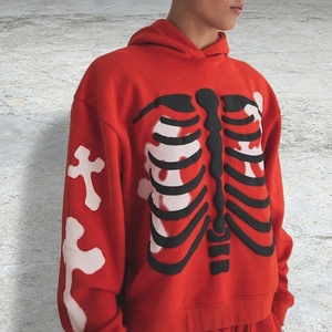 Sudadera con capucha y cremallera con estampado gráfico de calavera personalizado, estilo vintage lavado, gótico, streetwear, para hombre y mujer, fabricante OEM ODM de alta calidad - Product Image 2