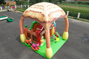 WINSUN Château gonflable ferme avec toit en chaume, poteaux en forme de maïs et toboggan grange pour enfants, idéal pour fêtes en extérieur et location commerciale - Product Image 6