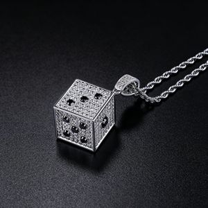 <span class=keywords><strong>Collana</strong></span> con Ciondolo a Dado Iced Out da <span class=keywords><strong>Uomo</strong></span> in Rame con Zirconi Cubici, Colore Oro e Argento, Gioielli Hip Hop, Accessori Moda - Product Image 6