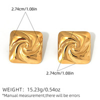 Pendientes de Acero Inoxidable Novirassine con Baño de Oro de 18K, Resistentes al Agua y al Deslustre, Diseño Cuadrado en Espiral, Joyería Minimalista de Moda