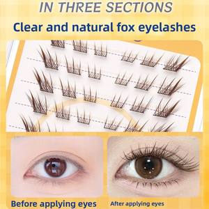 ขนตาปลอมแบบแบนยาว10แถวทำด้วยมือยี่ห้อ Shuangyu สีน้ำตาลไม่ติดกาว - Product Image 3