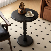 Table basse ronde en bois massif de style antique français, meubles de salon, petit appartement, balcon, table d'appoint rétro de style décontracté