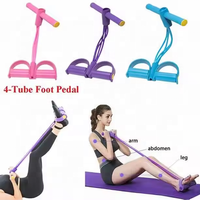 Corde de Résistance Multifonctionnelle à 4 Tubes Élastiques avec Pédalier pour Yoga, Étirement des Jambes et Entraînement Minceur