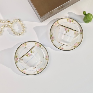 Factory Wholesale Vintage Luxury Afternoon Tea Set Ceramic Coffee Cup and Saucer with Gold Rim - Product Image 5