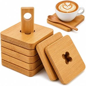 Sous-verres en bois pour l'export, sets de table carrés, tapis isolants thermiques, sous-verres à café, décorations créatives en bois pour table à manger - Product Image 1
