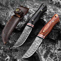 Couteau tactique de chasse à lame fixe en acier inoxydable avec étui en cuir, couteau de poche utilitaire de 3 pouces pour la viande et les fruits