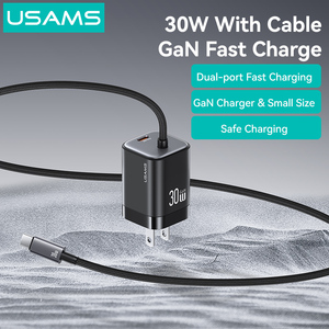 USAMS CC271 <span class=keywords><strong>Chargeur</strong></span> mondial Android <span class=keywords><strong>30W</strong></span> GaN double <span class=keywords><strong>USB</strong></span> Type <span class=keywords><strong>C</strong></span> <span class=keywords><strong>Chargeur</strong></span> <span class=keywords><strong>30W</strong></span> pour <span class=keywords><strong>Apple</strong></span> 16 15 Pro Max - Product Image 2