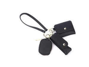 Llavero de Cuero Negro de Lujo, Llavero Funcional 3 en 1 Artificial con Mini Bolsillos de Cuero para Llaves de Auto, Unisex - Product Image 2