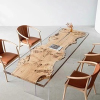 Table à manger en bois massif et résine époxy la plus populaire, design européen, pour ferme, appartement, parc