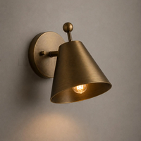 Applique Murale Conique en Laiton Vieilli Style Rétro Contemporain, Luminaire Mural Métallique à Intensité Variable pour Salle de Bain, Salon, Hôtel, Intérieur