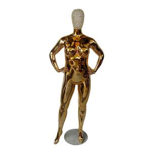 Mannequins en tissu XXL tendance, corps de grande taille, tête abstraite, finition dorée électrolytique, tête de diamant de grande taille, mannequin féminin - Product Image 2
