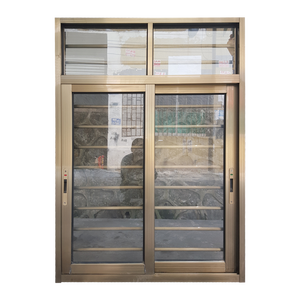 Fenêtre <span class=keywords><strong>coulissante</strong></span> en aluminium à double vitrage noir extérieur 4 x 6 <span class=keywords><strong>avec</strong></span> <span class=keywords><strong>moustiquaire</strong></span> et grille de sécurité anti-effraction - Product Image 2