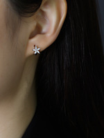 Großhandels preis Vergoldeter Schmuck bügel 925 Sterling Silber Vergoldet CZ Hochwertige Blume Huggie Ohrringe