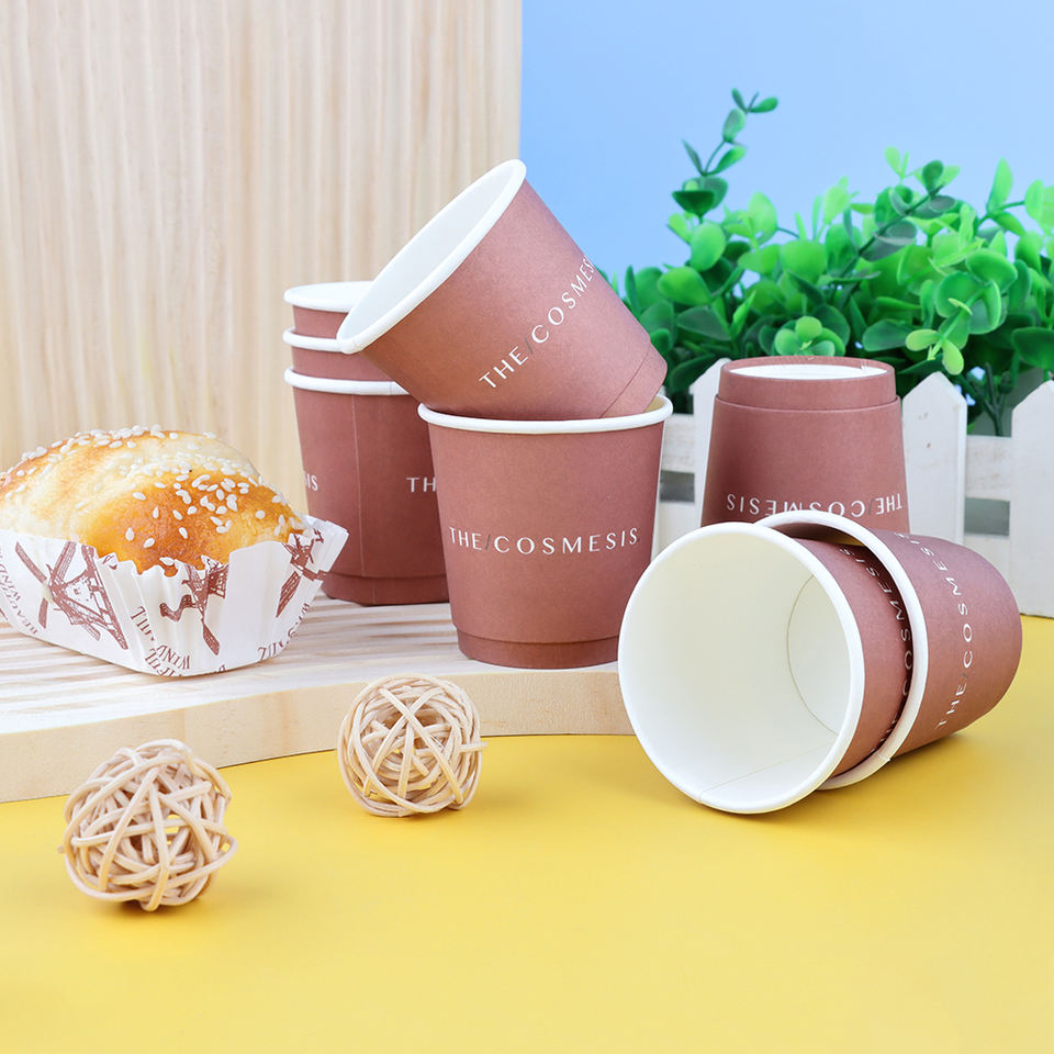 Disposable wholesale custom printed logo hot drink kraft paper coffee paper cup with lids