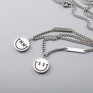 New Yao Yi Ban <b>Titanium</b> Steel Smile Pendant Necklace Unisex Fashion Clavicle Chain Individualistic Trend Style - Product Image 2