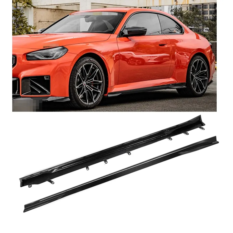 עבור bmw m2 2023 g87 2 דלתות + סיבי פחמן יבש 2 g87 רכב חזית בצד שמאל חצאיות בצד סגנון מרובע