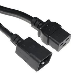 Cabo de substituição para Jumper C20, preto, 3 pés, extensão de cabo de alimentação 1.5mm2 15A 250V, fio VDE Iec 60320 C19, cabo de alimentação