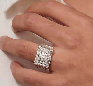 S925 Sterling <b>Silver</b> Full Diamond Square Moissanite <b>Men</b> <b>Ring</b> 2026 Business Luxury Domineering Engagement Wide Band <b>Ring</b> - Product Image 5