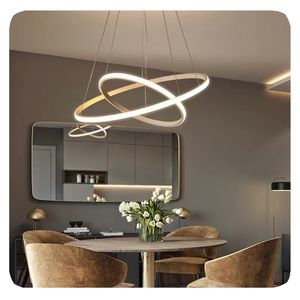 مصباح حديث <span class=keywords><strong>3</strong></span> حلقات ديكور للمنزل مصباح حديدي معلق لغرفة النوم وغرفة المعيشة وغرفة الطعام حجم صغير - Product Image 4