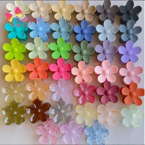 BELLEWORLD new fashion resin hair clips sweet big flower colorful plastic handmade individual packing hair claw clips for girls