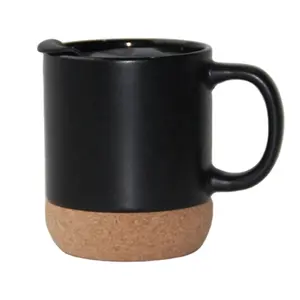 mug cork base Suppliers-14oz stoneware insulated cork bottom with lid handmade christmas ceramic mug