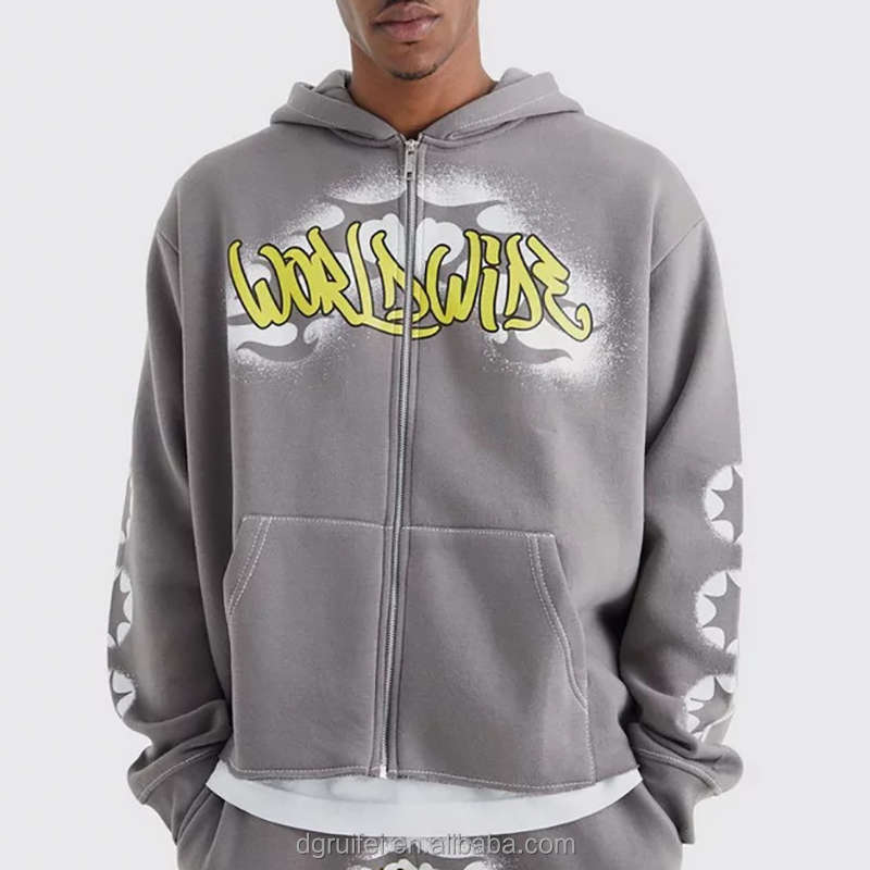 Heavyweight Oversized Printed Washed Hoodie