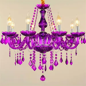 Хрустальная Подвесная лампа в европейском стиле, фиолетовая свеча, роскошная гостиная, ресторан, спальня, магазин одежды, люстра
