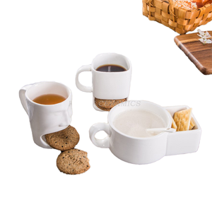 <span class=keywords><strong>Cute</strong></span> 250ML Ceramic Biscuit Caneca com Side Cookie Pockets Logotipo personalizado Branco Café Chá Leite Sobremesa Cup para Brindes Promocionais - Product Image 4