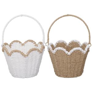 <span class=keywords><strong>Cesta</strong></span> de Almacenamiento Tejida con Cuerda de Papel con Borde Festoneado, Asa Desmontable, para Pascua, Flores, Regalos de Boda, Decoración de Guardería, Organizador Personalizado - Product Image 1