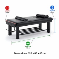 Table de massage professionnelle noire pour le visage avec portique facial 190*85*65cm, en cuir PU, avec étagère de rangement et porte-serviettes