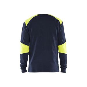 BLAKLADER - 345717618933XL <b>Flame</b> resistant long sleeve t-<b>shirt</b> Navy blue/Yellow - EAN 7330509725641 <b>FLAME</b> RESISTANT WORKWEAR - Product Image 2