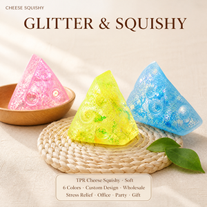 Adorable jouet anti-stress en forme de fromage <span class=keywords><strong>suisse</strong></span>, en TPR, à remontée lente, avec paillettes, pour adolescents et adultes, cadeau de fêtes - Product Image 1