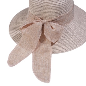 Wholesale Custom Multicolor Foldable Floppy Straw <b>Hat</b> With Ribbon Bow <b>Summer</b> Wide Brim Straw Sun <b>Hat</b> for Women - Product Image 4