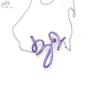 New Collection Fine Jewelry Wholesale 18K Solid Gold Chain Natural Purple Sapphire & Spinel Titanium Pendant <b>Necklace</b> For Women - Product Image 1