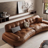 Juego de Sofás de Sala de Estar de Estilo Retro Minimalista con Diseño Italiano, Sofá Cama Esquinero de Tela y Madera en Oferta