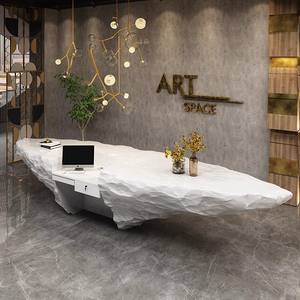 Lusso unico I a forma di scrivania in vetroresina Logo cassiere ristoranti Hotel Front <span class=keywords><strong>Desk</strong></span> salone scrivania da ufficio moderno per la vendita - Product Image 3