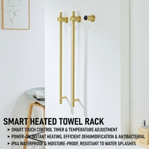 <span class=keywords><strong>Toallero</strong></span> Eléctrico de Pared con Acabado Cepillado de Acero Inoxidable, 2 Barras, Calentador de Toallas, Radiador, 3 Años de Garantía para Hotel - Product Image 1