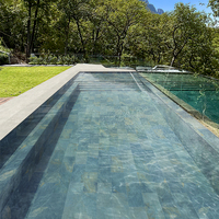 300X600mm Hôtel Spa Salle de bain Intérieur Marbre Look Céramique Mosaïque Carrelage Mural Bali Vert Bleu Piscine Carrelage Mosaïque