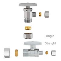 Robinet d'arrêt d'angle à 90 degrés American Standard, en laiton chromé, à quart de tour, pour salle de bain, toilettes, lavabo, chauffe-eau