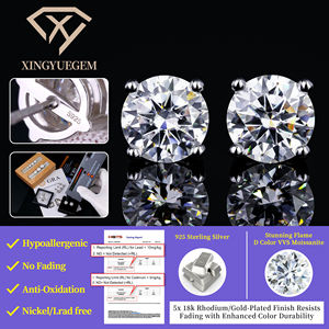 Pendientes de tuerca con cierre de rosca de plata 925 con moissanita de alta calidad para hombre y mujer, estilo hip hop, venta al por mayor - Product Image 3