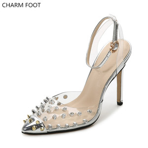 Sandalias de Tacón Alto Transparentes con Remaches para Mujer, Estilo Sexy, 2020 - Product Image 2