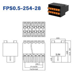 Bloc de bornes à ressort sans vis à double couche, pas de 2,54 mm, pour câblage électrique rapide, <span class=keywords><strong>bornier</strong></span> FPS0.5-254-28 - Product Image 3
