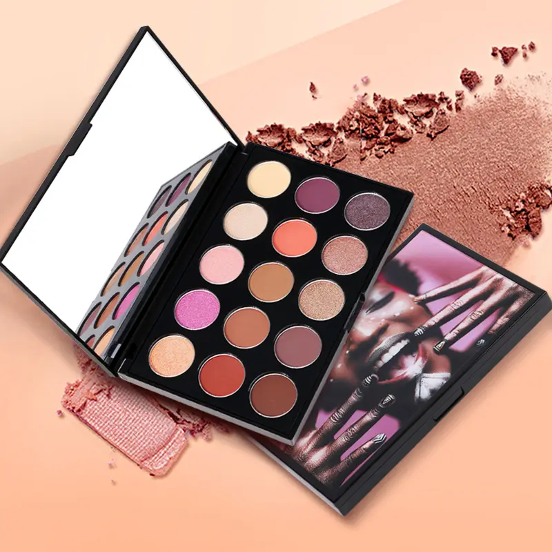 New Arrival Rectangle Shimmer Cosmetic Packaging Makeup Brown Color Custom Eyeshadow Palette With Private Label