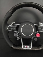 Volante Deportivo S-Line de Fibra de Carbono y Cuero con Botones y Levas de Cambio para Audi A3/A4/A5/A6/A7/S3/S4/S5/RS3/RS4/RS5/Q3/Q5/Q7