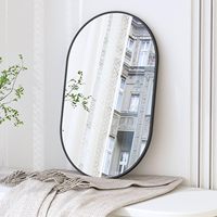 Miroir mural en verre avec cadre noir de style moderne LEMO WM018 pour la décoration de la salle de bain, épaisseur 4 mm, taille personnalisable, 1 pièce/boîte, envoi postal