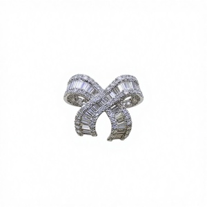 Luxury White Gold Diamond <b>Ring</b> Stonewels Baguette Cut <b>Resizable</b> Women's Wedding Jewelry - Product Image 3