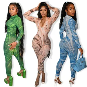 Elegant female jumpsuit full zip up seamless catsuit spandex green bodysuit for women underwear