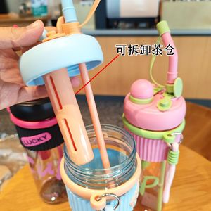 Lucky Cup 900Ml Plastic Water Bottle With Straw Reusable Travel Drinkware For Outdoor Use - Product Image 2